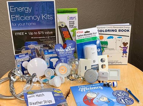 various items in a residential energy efficiency kit