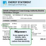 graphic showing where REpower+ is located on PG&E bill